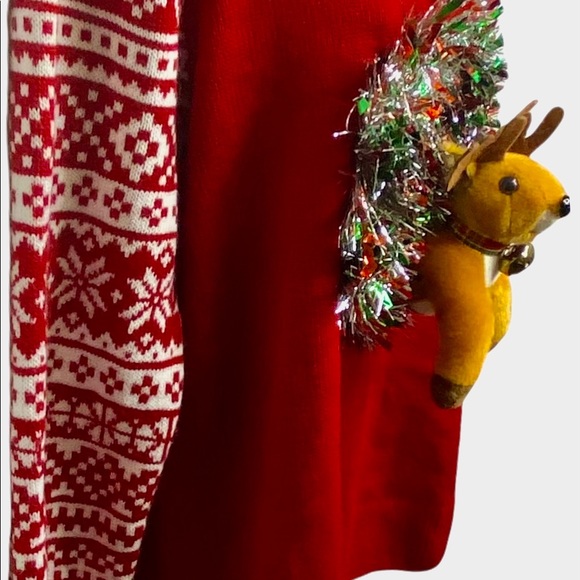 Unbranded Christmas Holiday Jingling Reindeer Knit Sweater Red White XL - Picture 5 of 12